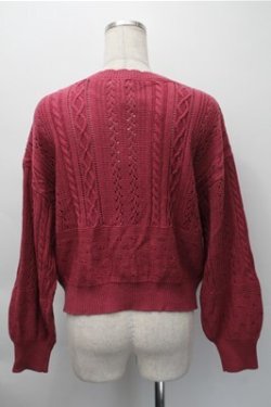 画像2: axes femme / 透かし編みニットカーディガン  ワイン S-25-11-09-027-AX-TO-AS-ZS