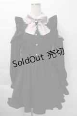 Ank Rouge / レース衿リボンギャザーワンピース M 黒 S-25-11-09-030-CA-OP-HR-ZS