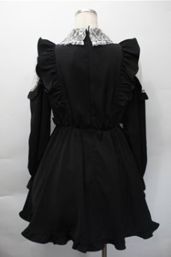 画像2: Ank Rouge / レース衿リボンギャザーワンピース M 黒 S-25-11-09-030-CA-OP-HR-ZS