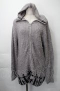 PUTUMAYO / 裾クロスシャギーニットパーカー  グレー S-25-11-10-017-PT-TO-HR-ZS