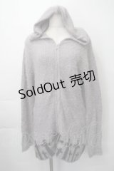 PUTUMAYO / 裾クロスシャギーニットパーカー  グレー S-25-11-10-017-PT-TO-HR-ZS