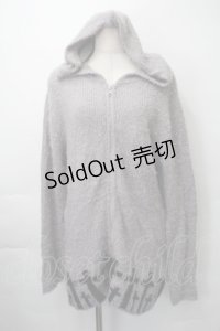 PUTUMAYO / 裾クロスシャギーニットパーカー  グレー S-25-11-10-017-PT-TO-HR-ZS