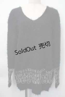 画像1: HYSTERIC GLAMOUR / サイドボタンシャギーニット  黒 S-25-11-10-021-PU-TO-HR-ZS