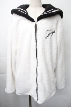 画像1: TRAVAS TOKYO / セーラージップボアブルゾン  白ｘ黒 S-25-11-10-025-PU-TO-HR-ZS