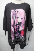 REFLEM / REFLEM×negi コラボTシャツ  黒ｘピンク S-25-11-10-030-PU-TO-HR-ZS