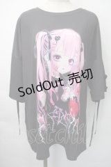 REFLEM / REFLEM×negi コラボTシャツ  黒ｘピンク S-25-11-10-030-PU-TO-HR-ZS