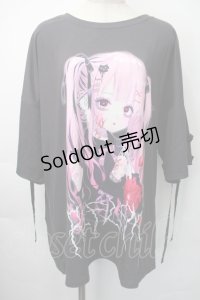 REFLEM / REFLEM×negi コラボTシャツ  黒ｘピンク S-25-11-10-030-PU-TO-HR-ZS