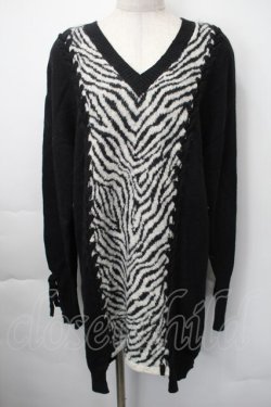 画像1: HYSTERIC GLAMOUR / ゼブラロングニット  黒ｘ白 S-25-11-10-033-PU-TS-HR-ZS