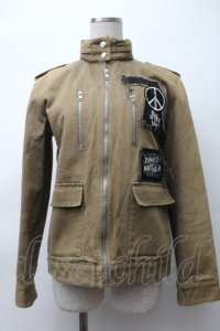 HELL CAT PUNKS / ワッペンミリタリージャケット  カーキ S-25-11-12-010-PU-JA-HR-ZS