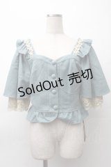 FLOWERSCOMING / フラワーレースパールデザインジャケット  ブルー S-25-11-12-011-LO-JA-AS-ZS