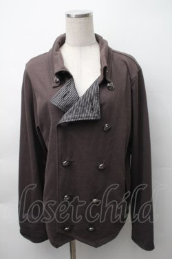 画像1: ALGONQUINS / ストライプ切替ジャケット  ブラウン S-25-11-12-016-AL-TO-HR-ZS