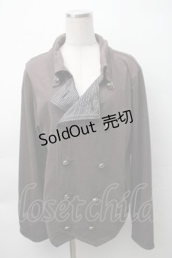 画像1: ALGONQUINS / ストライプ切替ジャケット  ブラウン S-25-11-12-016-AL-TO-HR-ZS