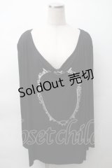 MINT NeKO / 箔プリントカットソー  黒 S-25-11-12-045-HN-TO-AS-ZS