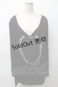 MINT NeKO / 箔プリントカットソー  黒 S-25-11-12-045-HN-TO-AS-ZS