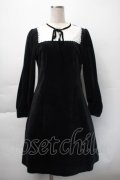axes femme POETIQUE / レースブロッキングベロアワンピース  黒ｘ白 S-25-11-12-054-AX-OP-AS-ZS