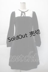 axes femme POETIQUE / レースブロッキングベロアワンピース  黒ｘ白 S-25-11-12-054-AX-OP-AS-ZS