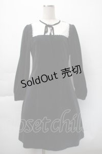 axes femme POETIQUE / レースブロッキングベロアワンピース  黒ｘ白 S-25-11-12-054-AX-OP-AS-ZS