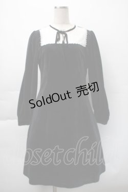 画像1: axes femme POETIQUE / レースブロッキングベロアワンピース  黒ｘ白 S-25-11-12-054-AX-OP-AS-ZS