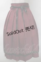 axes femme / ストライププリーツミディスカート  ワイン S-25-11-12-056-AX-SK-AS-ZS
