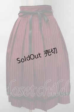 画像1: axes femme / ストライププリーツミディスカート  ワイン S-25-11-12-056-AX-SK-AS-ZS