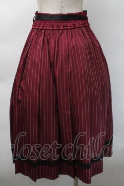 画像2: axes femme / ストライププリーツミディスカート  ワイン S-25-11-12-056-AX-SK-AS-ZS