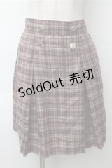 axes femme / チェックボタンスカート  ブラウン S-25-11-13-053-AX-OP-HR-ZS
