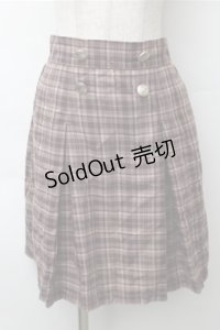 axes femme / チェックボタンスカート  ブラウン S-25-11-13-053-AX-OP-HR-ZS