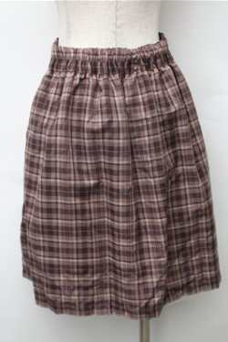 画像2: axes femme / チェックボタンスカート  ブラウン S-25-11-13-053-AX-OP-HR-ZS