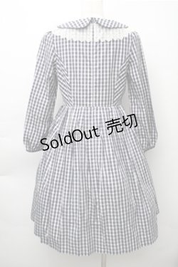 画像2: Emily Temple cute / 襟レースギンガムワンピース  紺ｘ白 S-25-11-13-064-ET-OP-HR-ZS