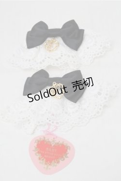 画像1: BABY,THE STARS SHINE BRIGHT / サテンリボンの綿レースお袖とめ  白ｘ黒 S-25-11-13-002-BA-ZA-AS-ZS