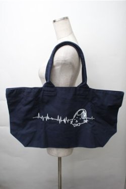 画像1: NieR Clothing / プリントバッグ  紺 S-25-11-13-019-PU-BG-AS-ZS