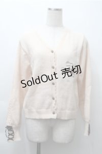 axes femme / ディテクティブ刺繍ニットカーディガン  オフ S-25-11-13-023-AX-TO-AS-ZS