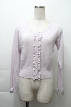 画像1: Ank Rouge / ハートボタンフリルニットカーディガン  ラベンダー S-25-11-13-028-CA-TO-HR-ZS