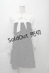 axes femme POETIQUE / ツィードボウタイワンピース  黒ｘ白 S-25-11-13-031-AX-OP-AS-ZS