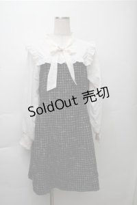 axes femme POETIQUE / ツィードボウタイワンピース  黒ｘ白 S-25-11-13-031-AX-OP-AS-ZS