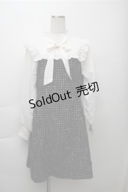 画像1: axes femme POETIQUE / ツィードボウタイワンピース  黒ｘ白 S-25-11-13-031-AX-OP-AS-ZS