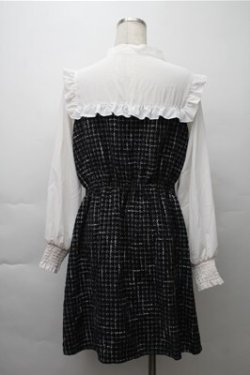 画像2: axes femme POETIQUE / ツィードボウタイワンピース  黒ｘ白 S-25-11-13-031-AX-OP-AS-ZS