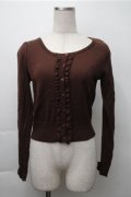 Ank Rouge / ハートボタンフリルニットカーディガン  ブラウン S-25-11-13-032-CA-TO-HR-ZS