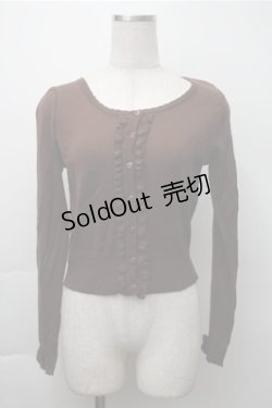 画像1: Ank Rouge / ハートボタンフリルニットカーディガン  ブラウン S-25-11-13-032-CA-TO-HR-ZS