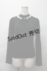 Ank Rouge / レース襟リブカットソー  黒 S-25-11-13-034-CA-BL-HR-ZS