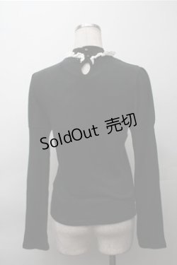 画像2: Ank Rouge / レース襟リブカットソー  黒 S-25-11-13-034-CA-BL-HR-ZS