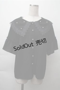 画像1: axes femme / パールビッグ襟ブラウス  黒 S-25-11-13-038-AX-BL-AS-ZS