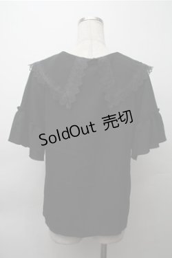 画像2: axes femme / パールビッグ襟ブラウス  黒 S-25-11-13-038-AX-BL-AS-ZS