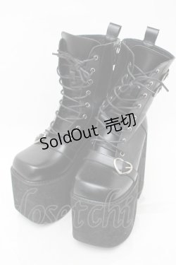画像1: NieR Clothing / ハートバックル厚底ブーツ  黒 S-25-11-14-001-PU-SH-HR-ZS