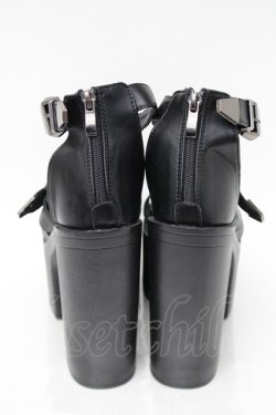画像3: NieR Clothing / ベルトデザイン厚底サンダル  黒 S-25-11-14-003-PU-SH-HR-ZS