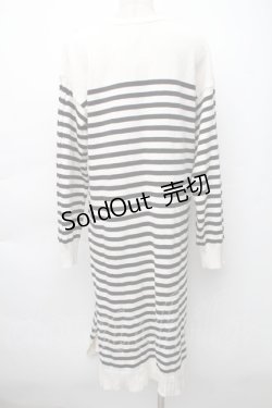 画像2: axes femme / 肩ボタンデザインボーダースリットワンピース  オフｘ黒 S-25-11-14-034-AX-OP-HR-ZS