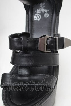 画像4: NieR Clothing / ベルトデザイン厚底サンダル  黒 S-25-11-14-003-PU-SH-HR-ZS