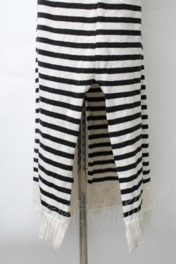 画像4: axes femme / 肩ボタンデザインボーダースリットワンピース  オフｘ黒 S-25-11-14-034-AX-OP-HR-ZS