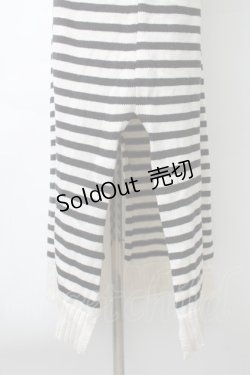 画像4: axes femme / 肩ボタンデザインボーダースリットワンピース  オフｘ黒 S-25-11-14-034-AX-OP-HR-ZS