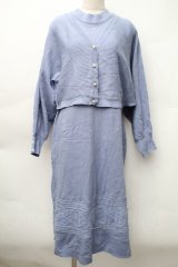 axes femme / ニットアンサンブルカーディガンｘワンピース  ブルー S-25-11-14-037-AX-TO-HR-ZS